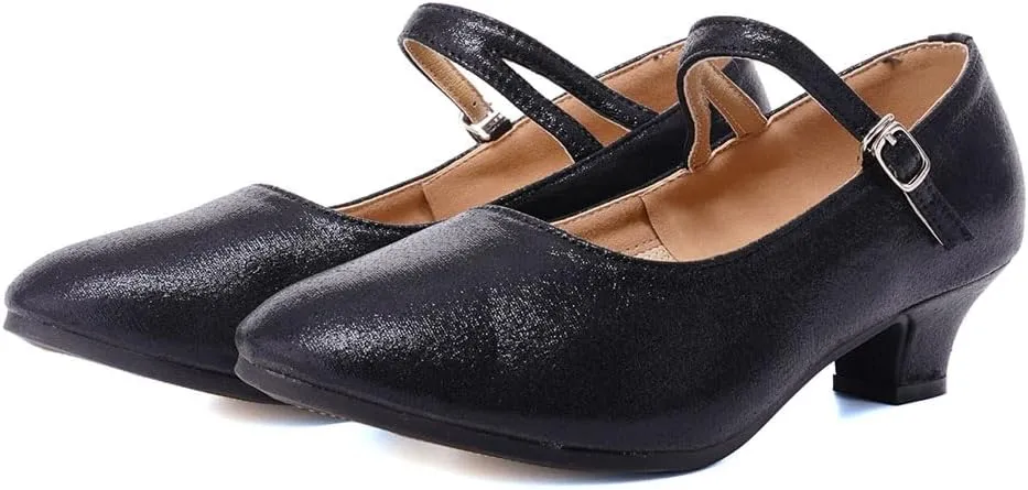 SWDZM Glitter Women's Latin Dance Shoes Closed Toe Sequins Ballroom Salsa Tango Character Dancing Shoes