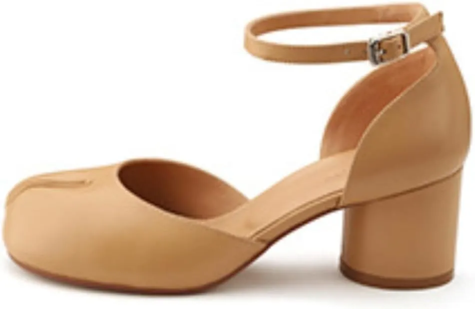 Tabi Shoes Women Mary Janes Low Top Heels With Buckle - Split Toe Orthopedic Sandals Cute Casual Retro Comfortable Walking Lightweight Loafers Female Solid All-Match for Daily Wear Beach Travel