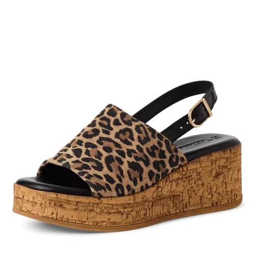 Tamaris Cork Leo Combo Platform Sandal|2839342360