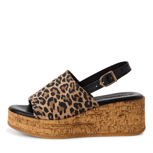 Tamaris Cork Leo Combo Platform Sandal|2839342360