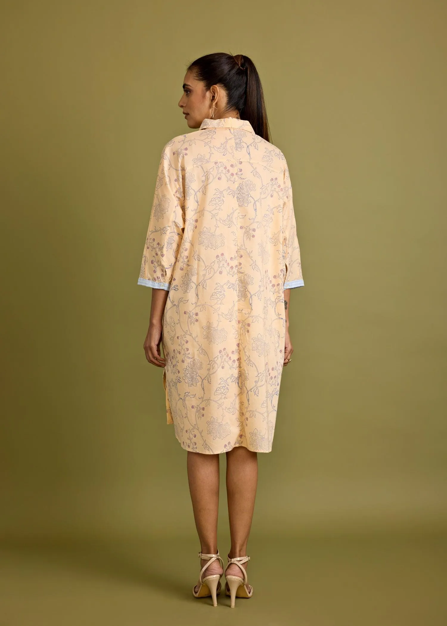 Tender Peach Cotton Dolman Sleeve Dress
