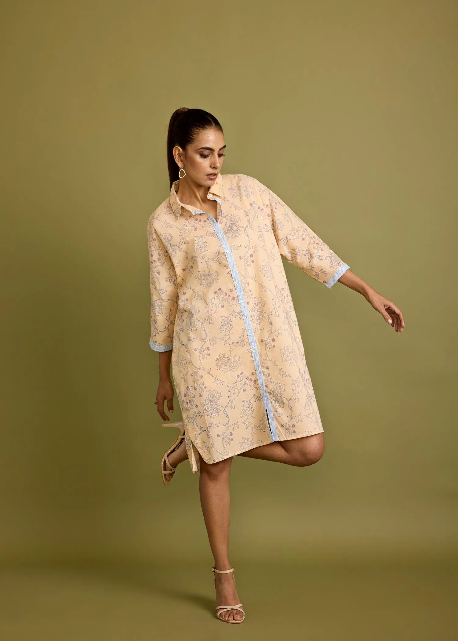 Tender Peach Cotton Dolman Sleeve Dress