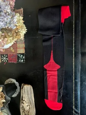 THE 1940'S HOLLYWOOD STOCKINGS | BLACK W/ RED SEAM