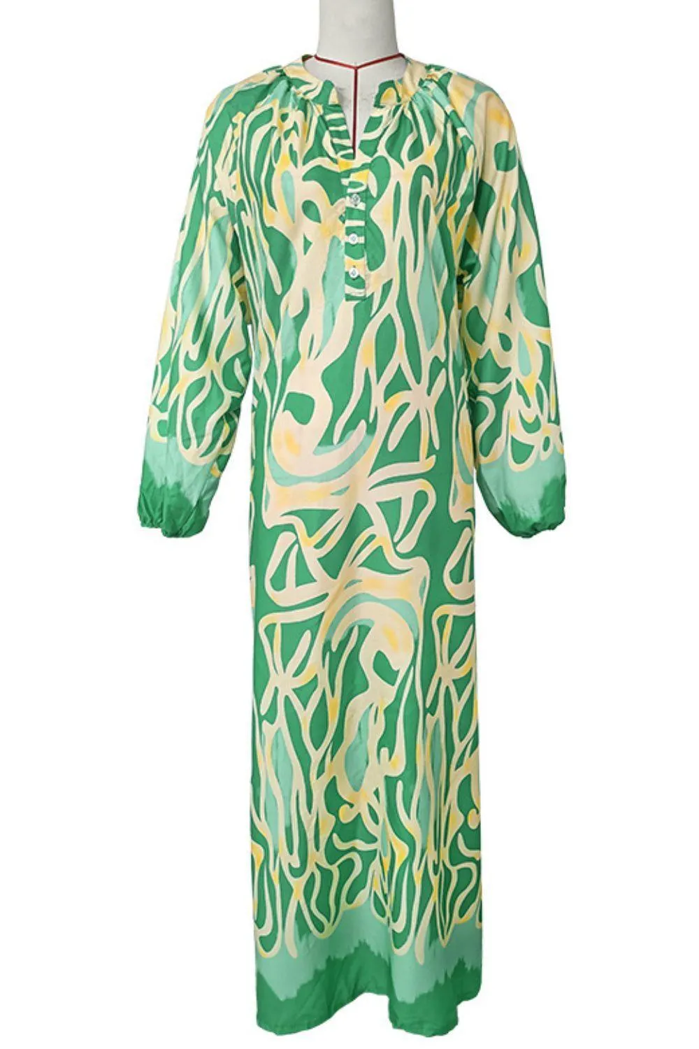 Vacation At Its Finest Green Balloon Sleeve Dress