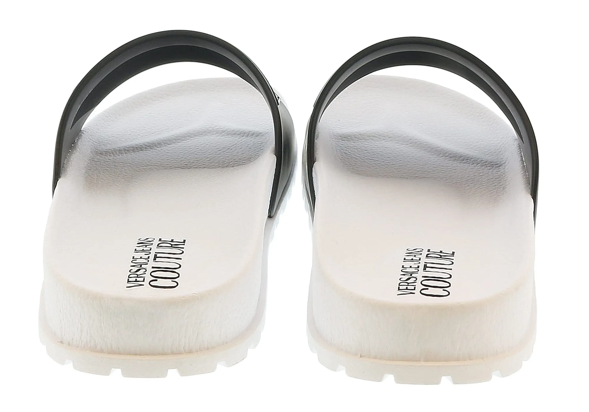 Versace Jeans Couture White Black Signature Pool Slide-
