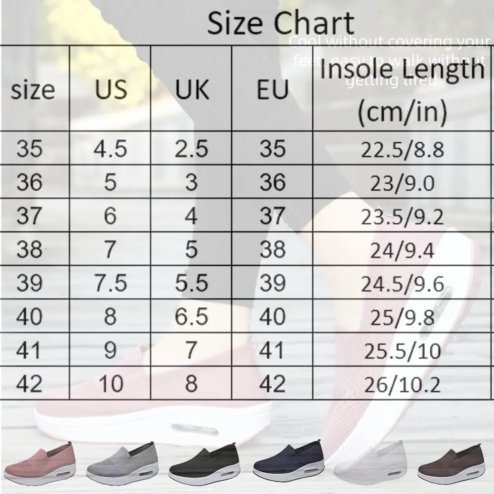 Vogany Orthopedic Sneakers Women,Arch Support Breathable Cushion Slip On Walking Shoes,Outdoor Light Knit Mesh Platform Platform Sneakers