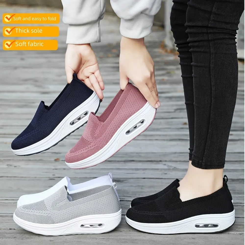 Vogany Orthopedic Sneakers Women,Arch Support Breathable Cushion Slip On Walking Shoes,Outdoor Light Knit Mesh Platform Platform Sneakers