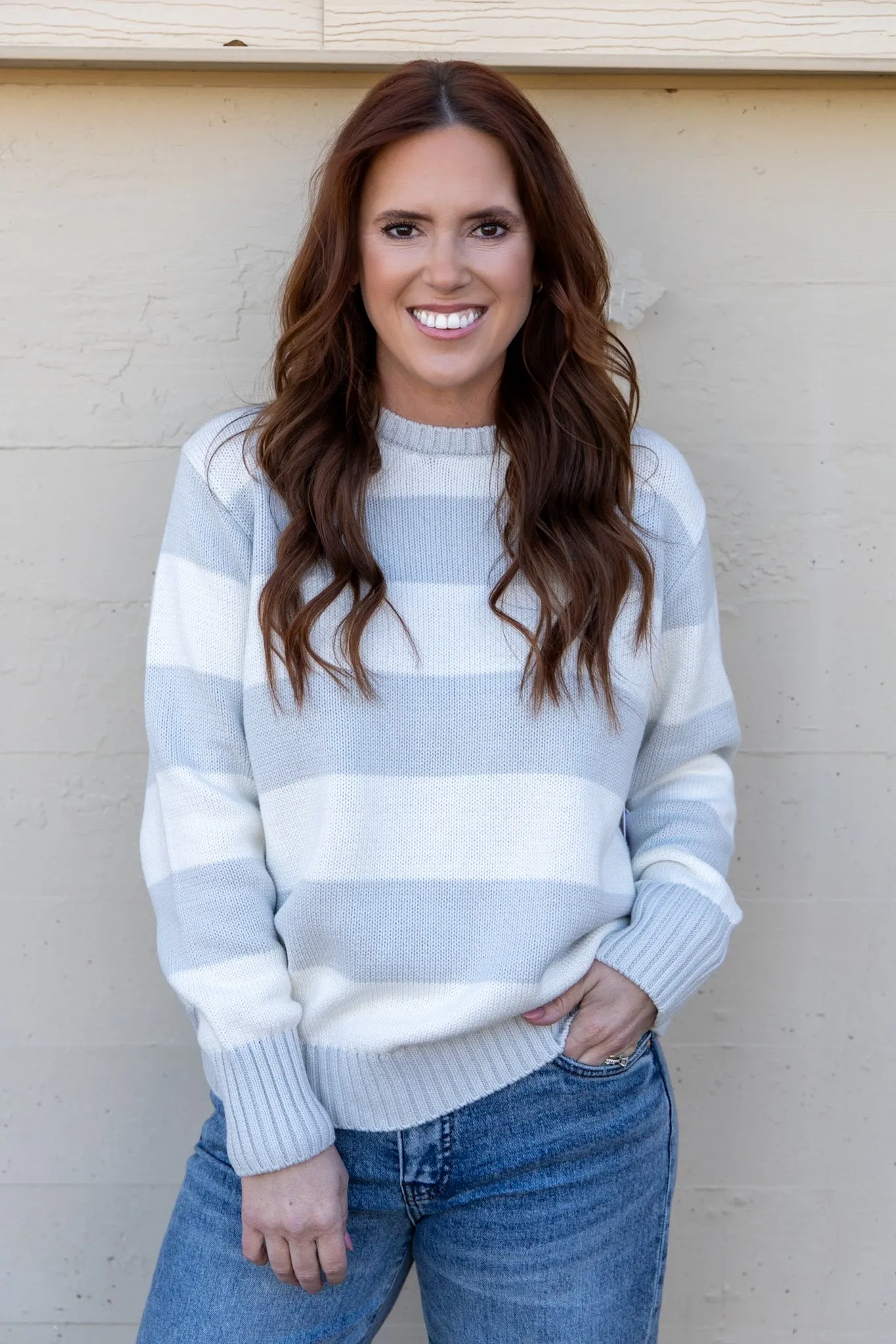 Winnie Striped Sweater - Grey
