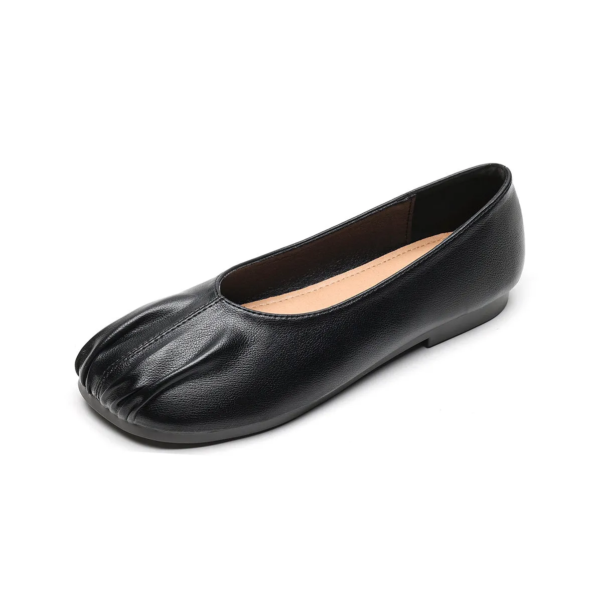Women Minimalist Soft Pleated Leather Casual Flats