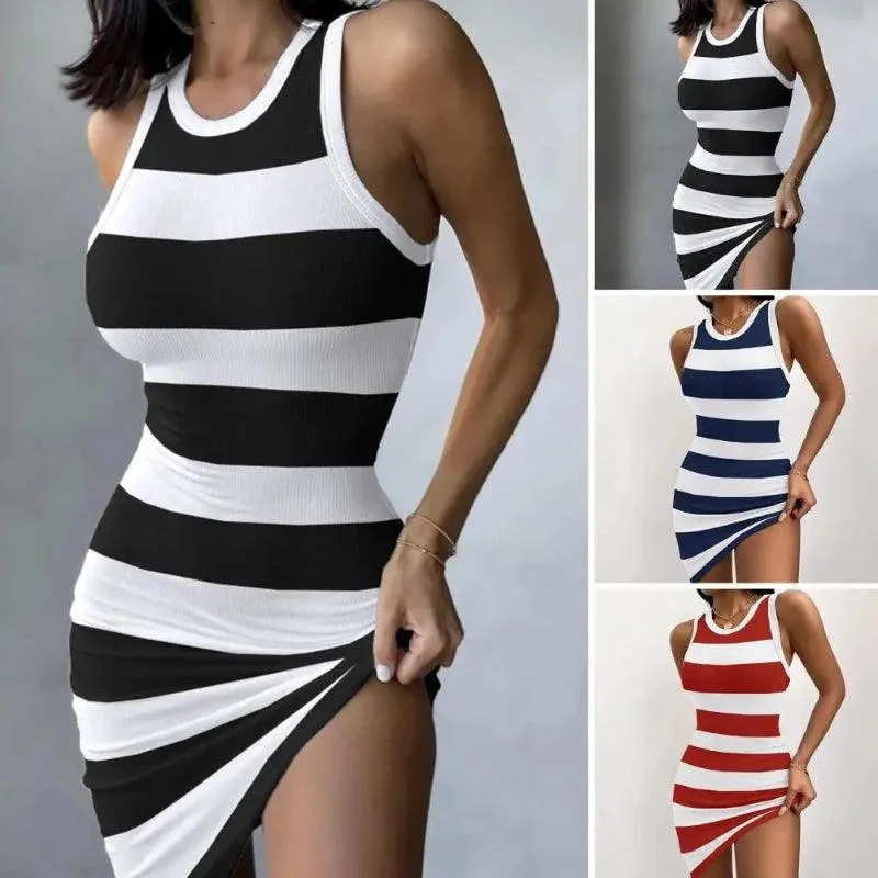 Women Vest Dress Mini Stretchy Dress Print