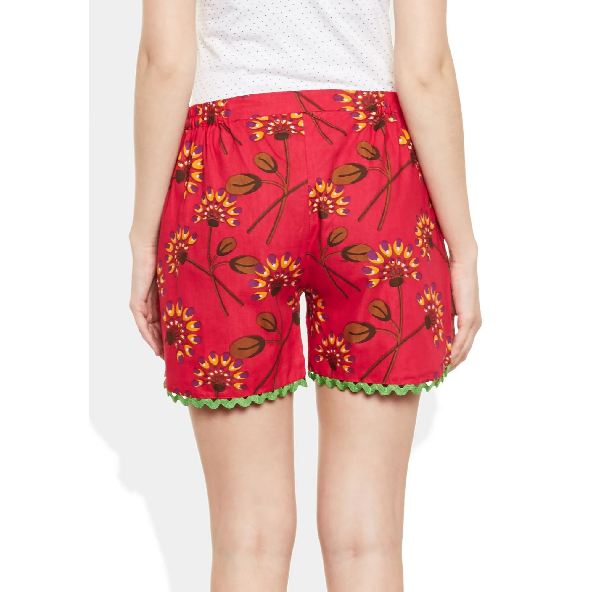 Womens Cotton Printed Beach Shorts Summer Pants Indian Medium Size,W-CSRTM-2818