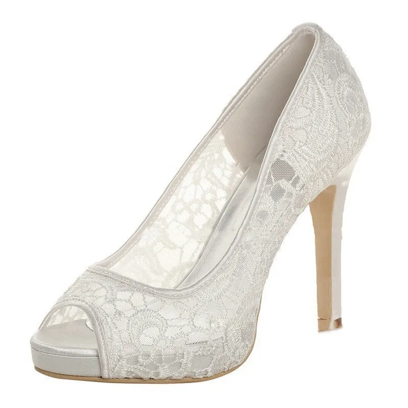Women’s Open Toe Lace Stilettos in 4 Colors