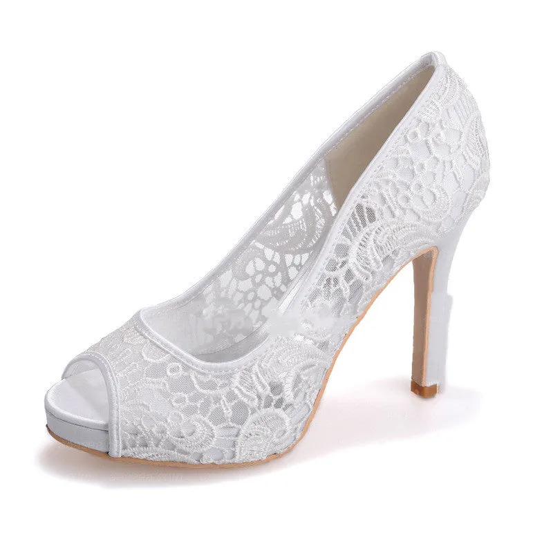 Women’s Open Toe Lace Stilettos in 4 Colors