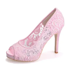 Women’s Open Toe Lace Stilettos in 4 Colors