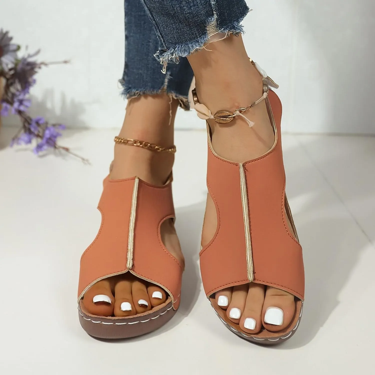 Women's Orthopedic Arch Support Sandals Comfortable Walking Flat Beach Sandals Casual Dressy Vacation Chic Summer