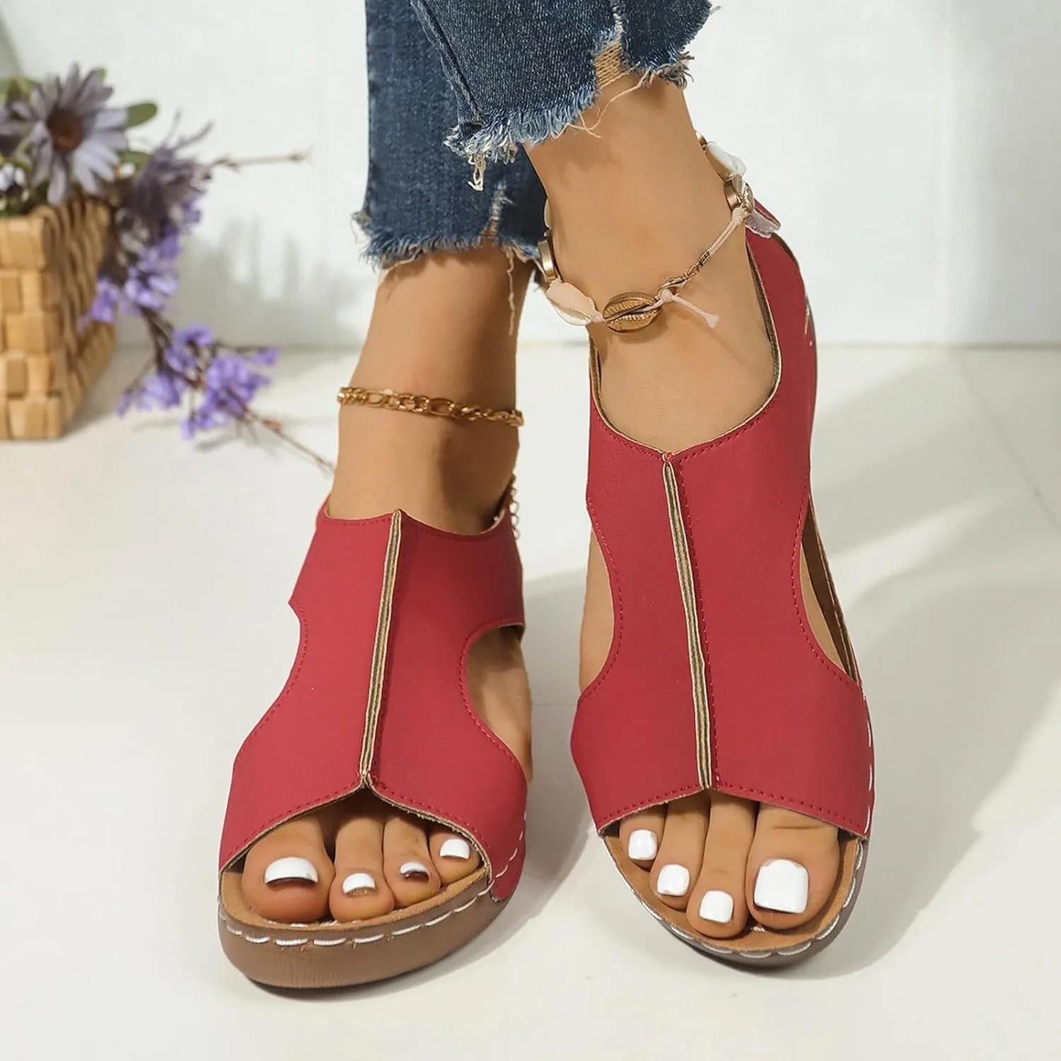 Women's Orthopedic Arch Support Sandals Comfortable Walking Flat Beach Sandals Casual Dressy Vacation Chic Summer