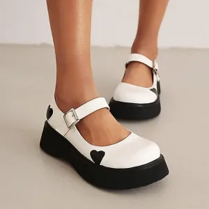 Womens Platform Mary Jane Pumps Chunky Heel Ankle Strap Gothic Lolita Shoes School Uniform Dress Shoes (Color : White, Size : 6.5-7 US)