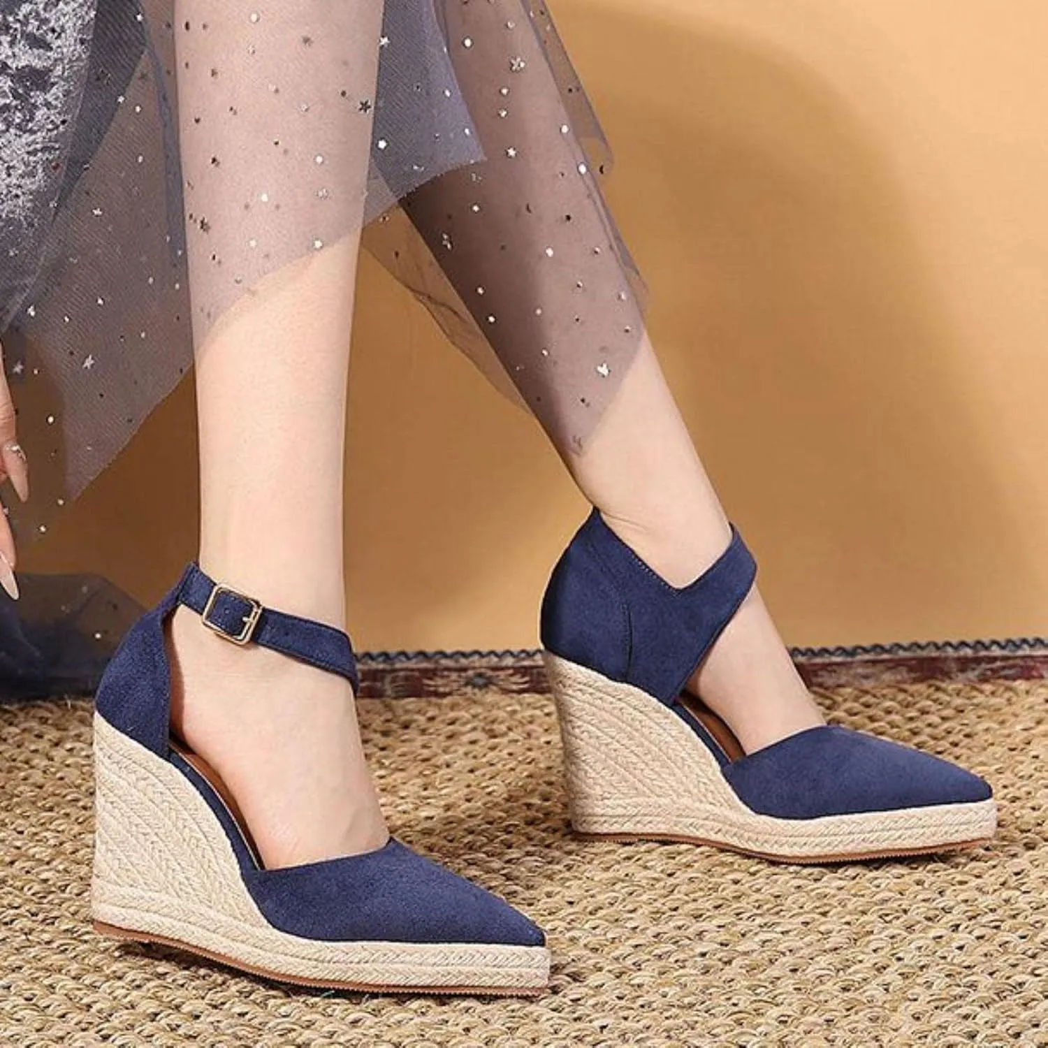 Womens Summer Fashion Close Toe Breathable Flatform Wedge Heel Sandals Espadrille Non Slip Shoes with Arch Support for