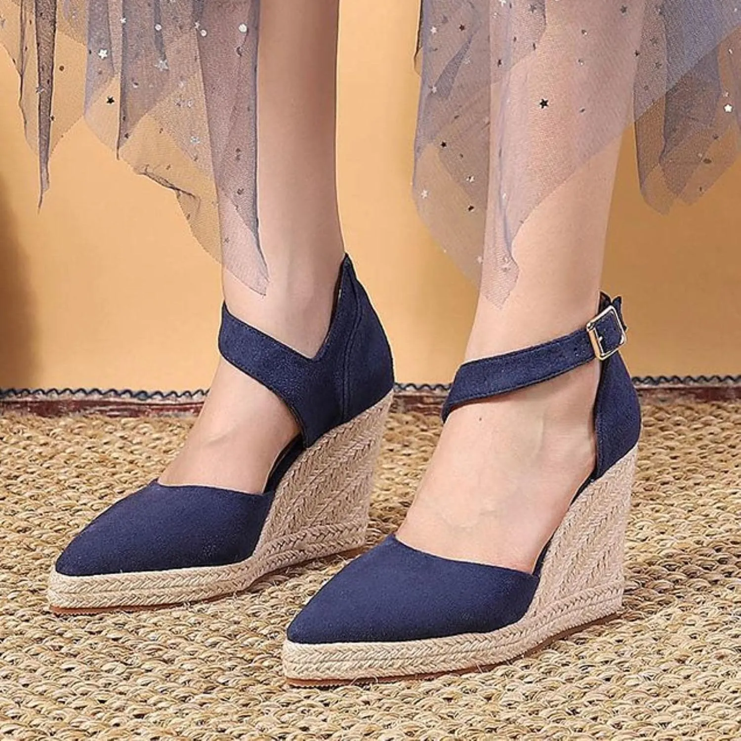 Womens Summer Fashion Close Toe Breathable Flatform Wedge Heel Sandals Espadrille Non Slip Shoes with Arch Support for