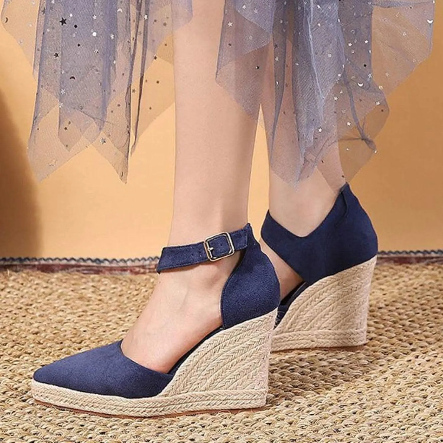 Womens Summer Fashion Close Toe Breathable Flatform Wedge Heel Sandals Espadrille Non Slip Shoes with Arch Support for