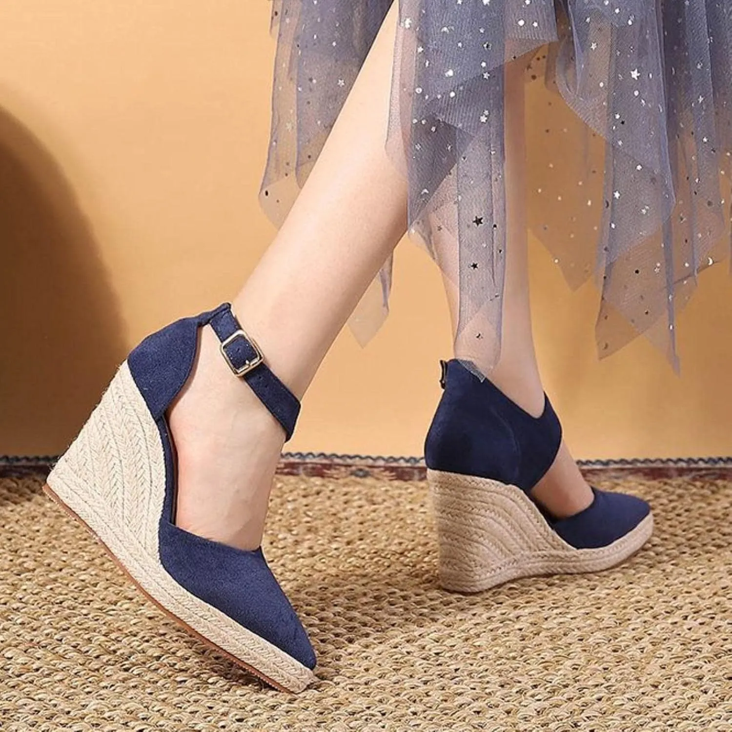 Womens Summer Fashion Close Toe Breathable Flatform Wedge Heel Sandals Espadrille Non Slip Shoes with Arch Support for