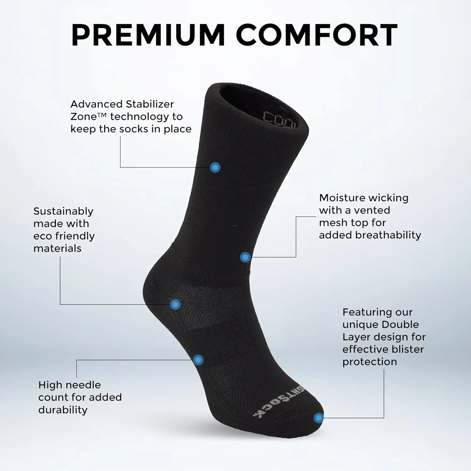Wrightsock CoolMesh II Crew Running Socks for Men and Women  Eco-Friendly Anti Blister Socks - American Made