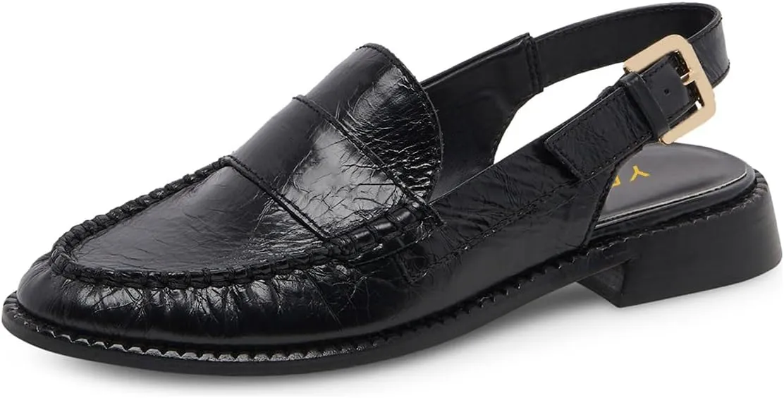 YDN Women Buckle Slingback Pumps Slip On Loafers Block Low Heels Closed Round Toe Dressy Shoes Office Size 4-16 US