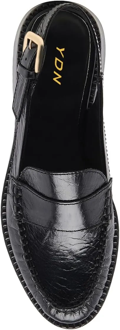 YDN Women Buckle Slingback Pumps Slip On Loafers Block Low Heels Closed Round Toe Dressy Shoes Office Size 4-16 US