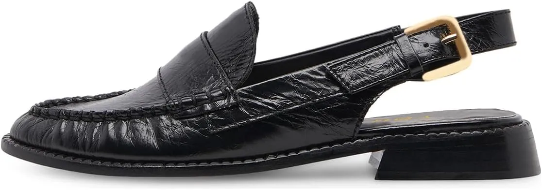 YDN Women Buckle Slingback Pumps Slip On Loafers Block Low Heels Closed Round Toe Dressy Shoes Office Size 4-16 US