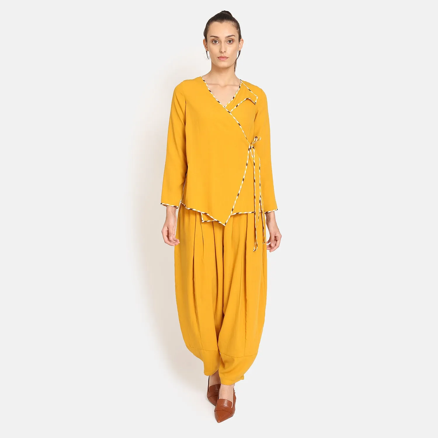 Yellow Overlap Jacket With Side Knot