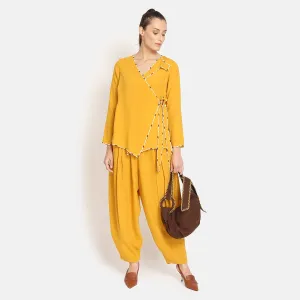 Yellow Overlap Jacket With Side Knot