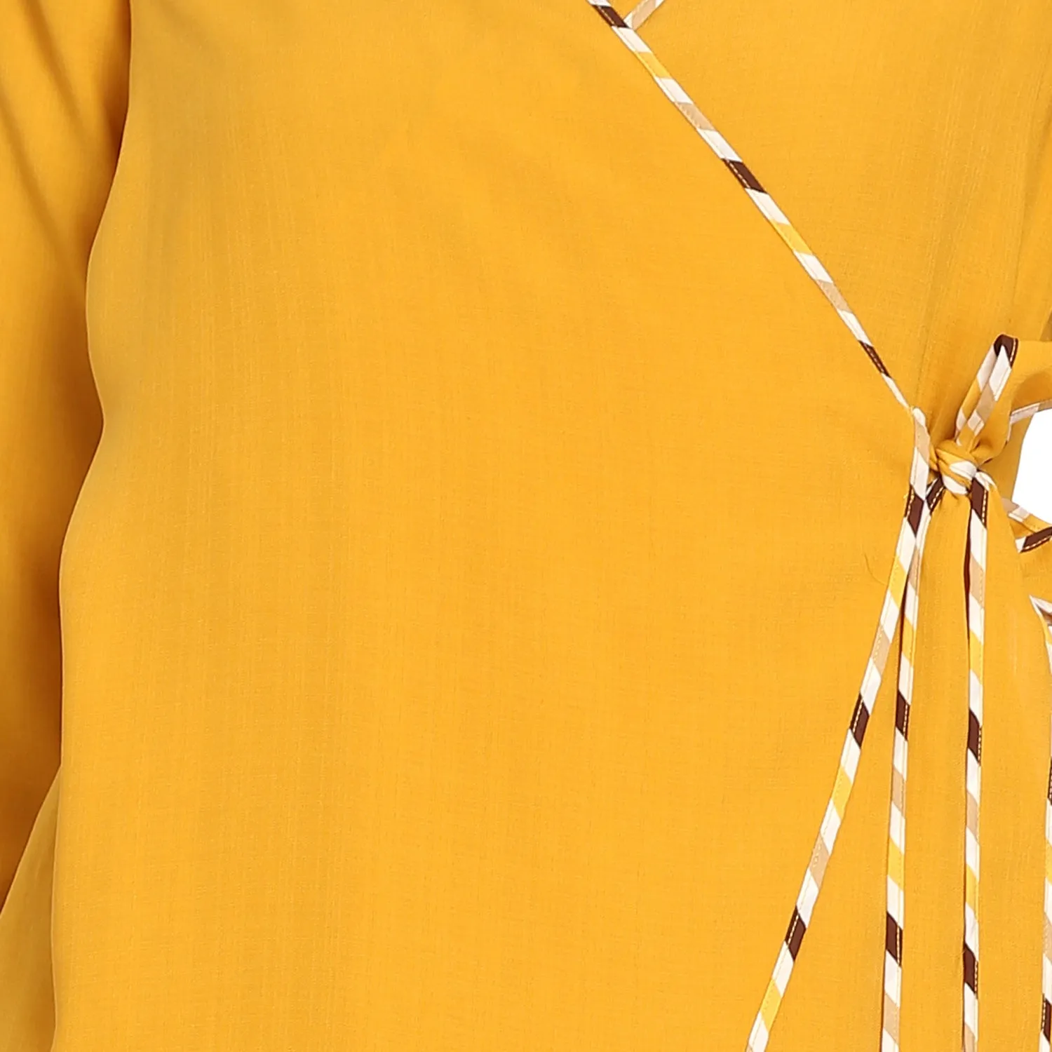 Yellow Overlap Jacket With Side Knot