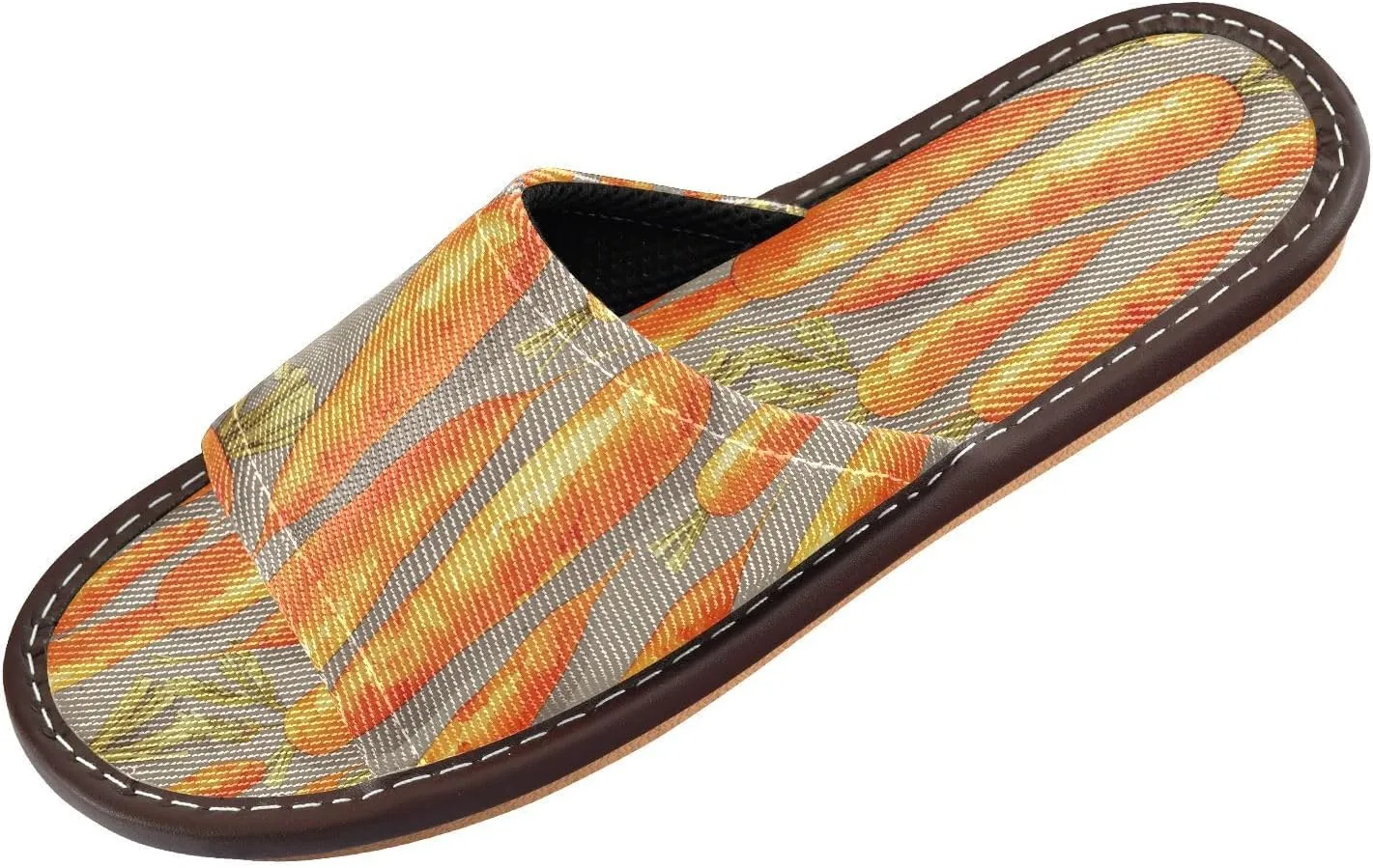 Yuiboo Chic Carrots Grey Womens Spa Shower Slippers Reusable Anti-slip Sandals for Home Bedroom Hotel