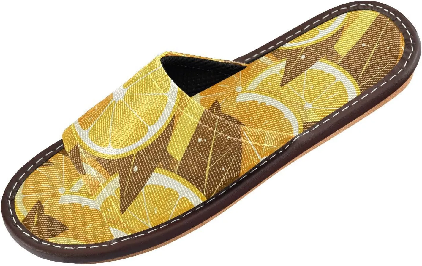 Yuiboo Chic Lemons Mens Bedroom Slippers Portable Anti-slip Sandals for Bedroom Home Travel