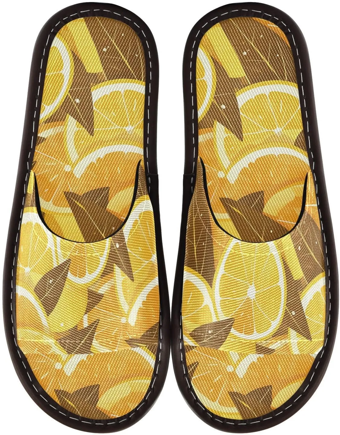 Yuiboo Chic Lemons Mens Bedroom Slippers Portable Anti-slip Sandals for Bedroom Home Travel