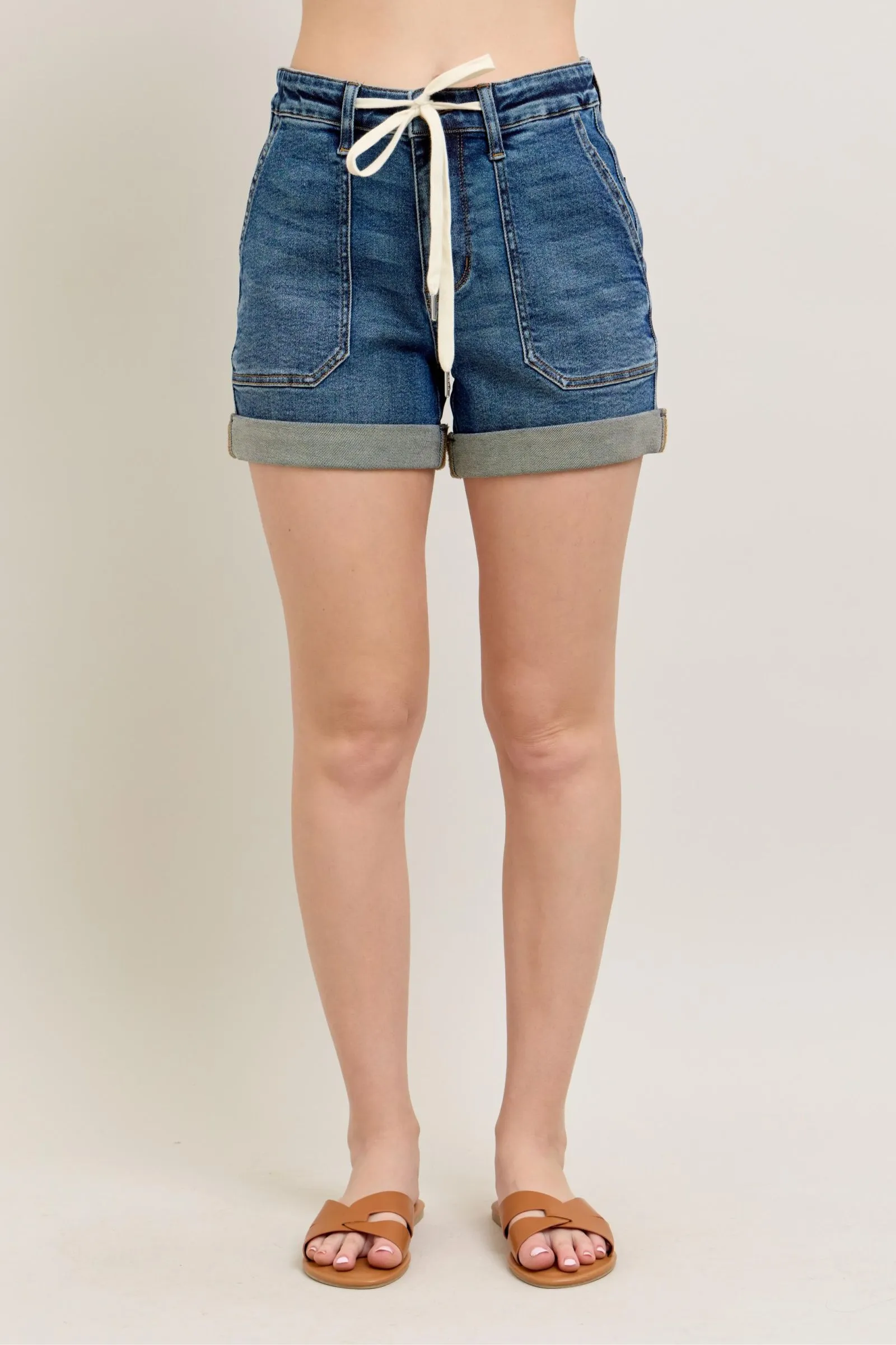 Zara High Rise Cuff Denim Shorts