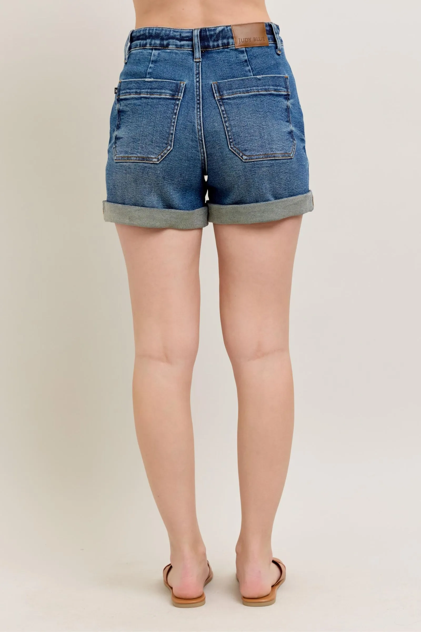 Zara High Rise Cuff Denim Shorts