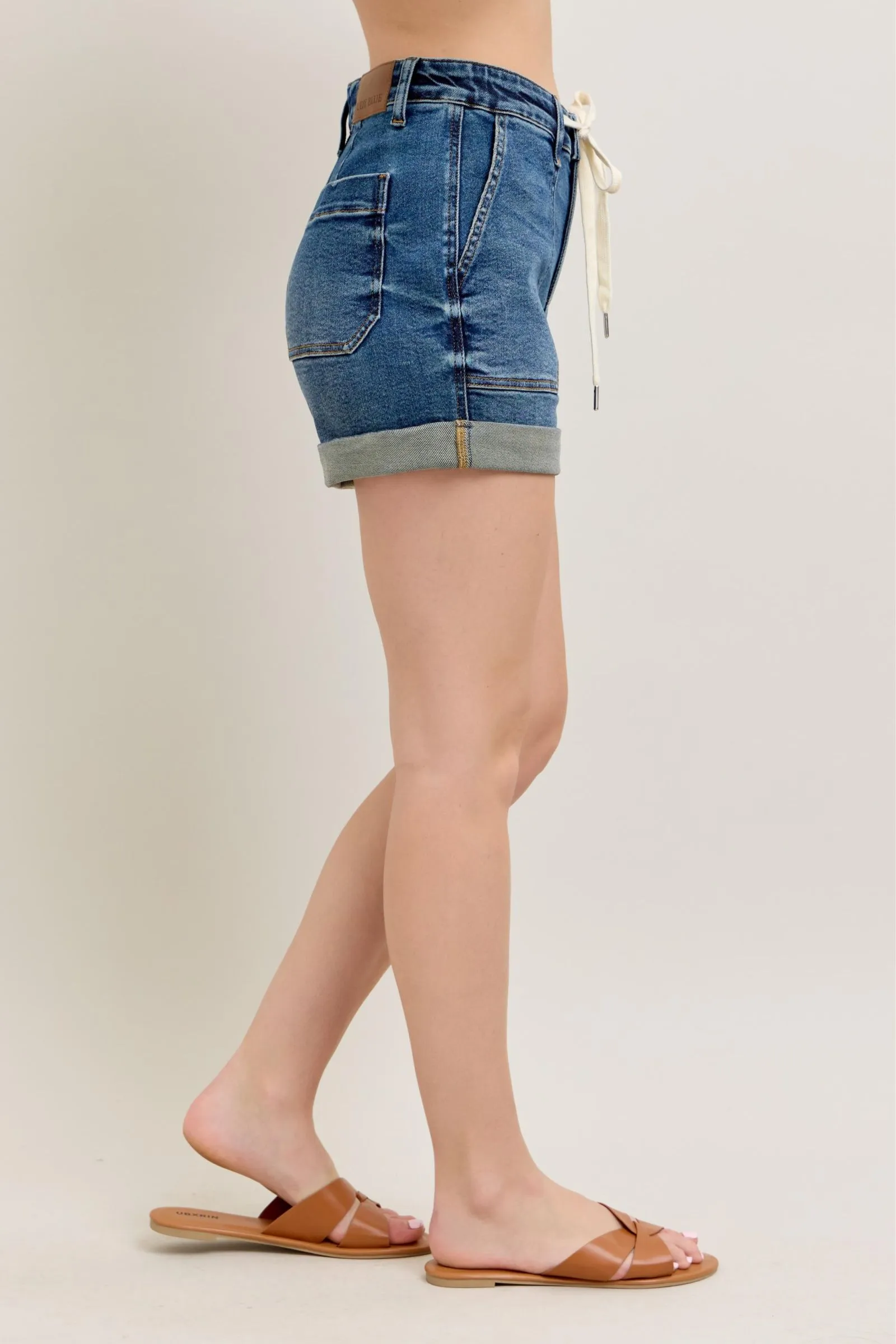 Zara High Rise Cuff Denim Shorts