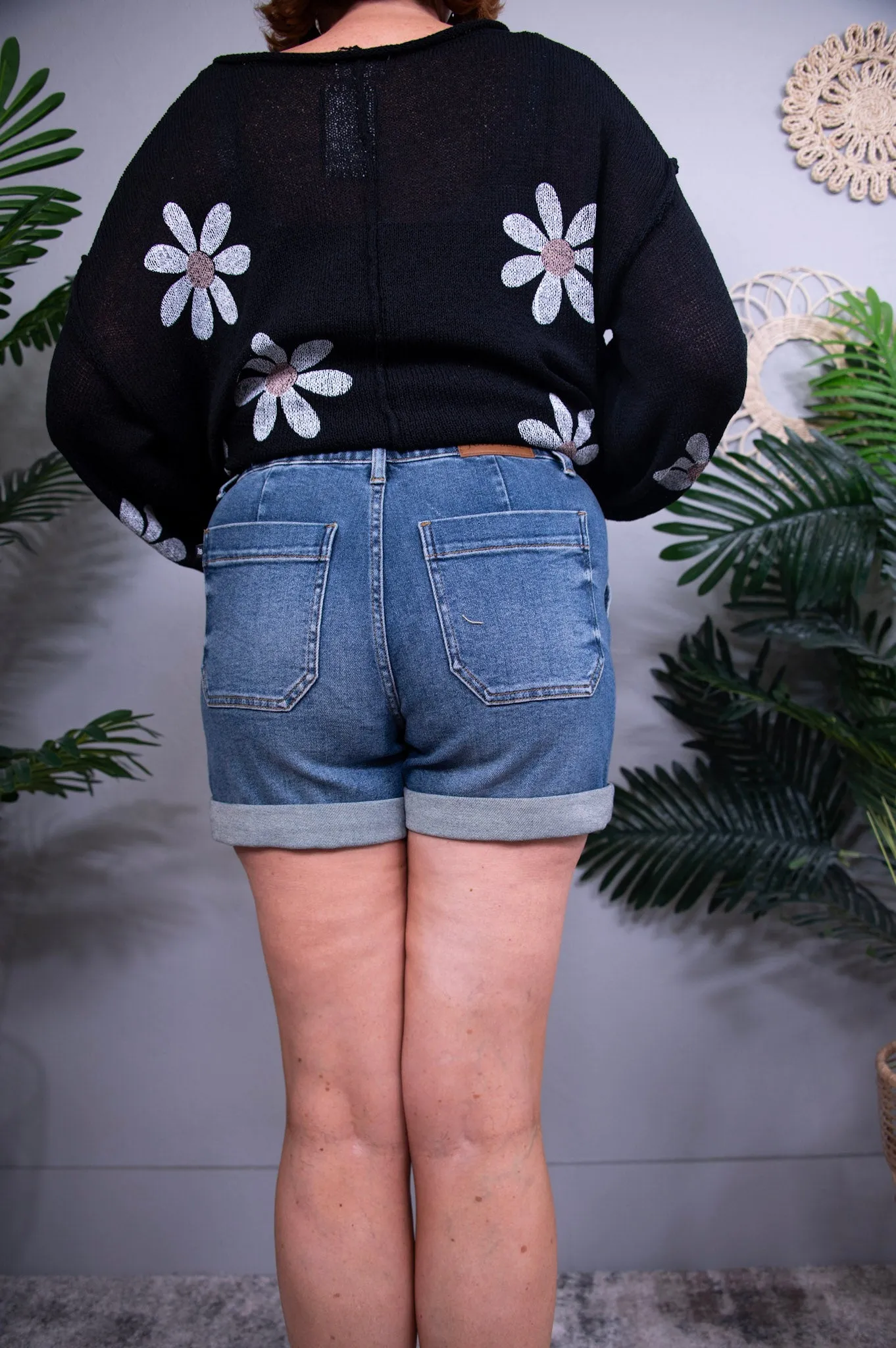 Zara High Rise Cuff Denim Shorts