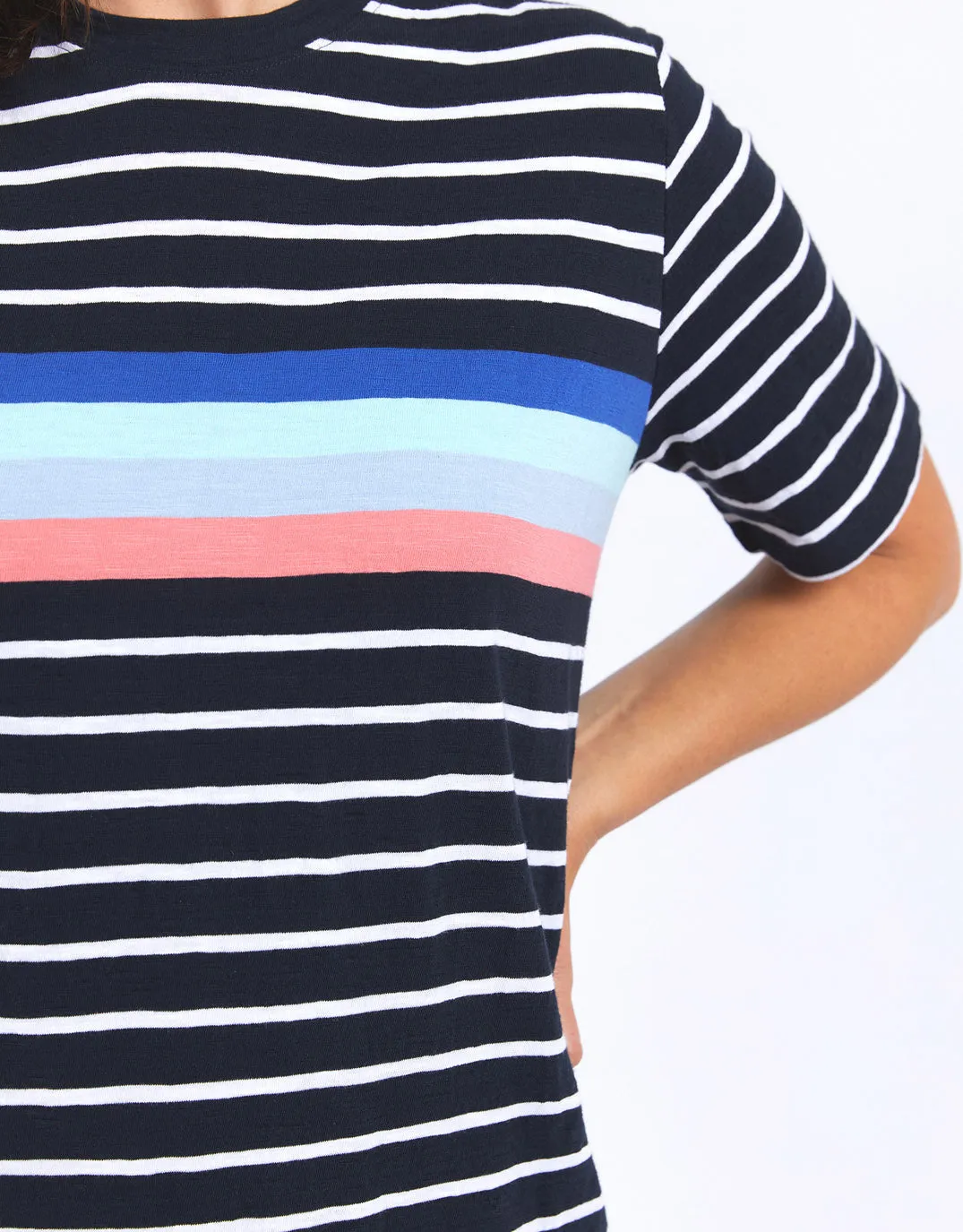 Zena Tee Dress - Navy And White Stripe