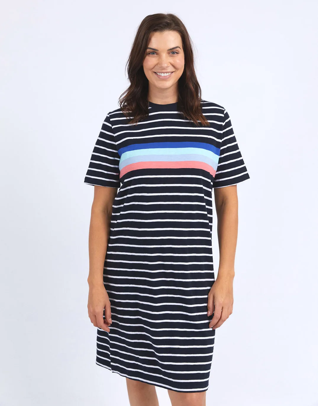 Zena Tee Dress - Navy And White Stripe