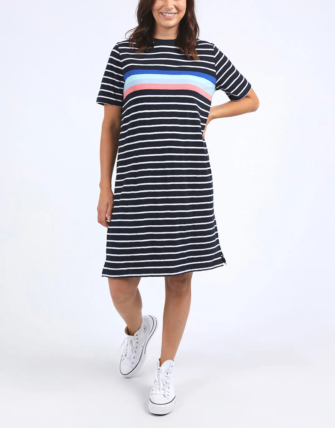 Zena Tee Dress - Navy And White Stripe