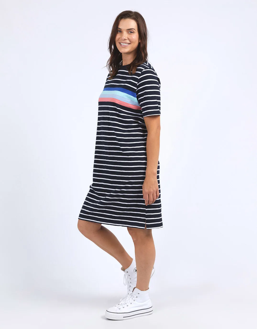 Zena Tee Dress - Navy And White Stripe