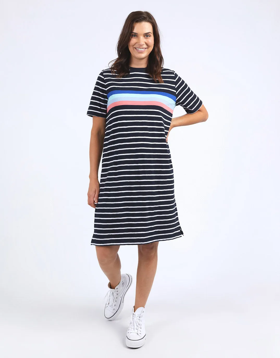 Zena Tee Dress - Navy And White Stripe