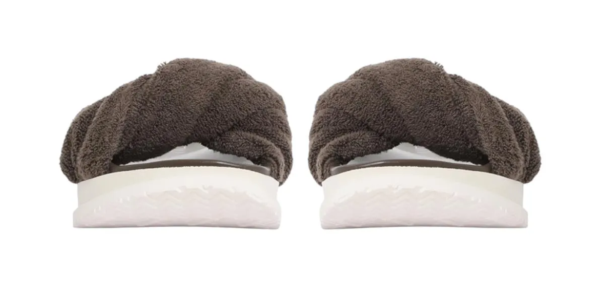 Zimmermann Twisted Towel slide | Chocolate, Leather Sole, Terry Cloth, Sandal
